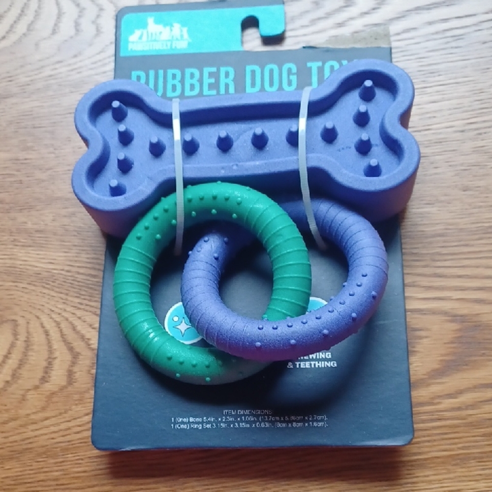 Purple and Green Rubber Dog Toy Set